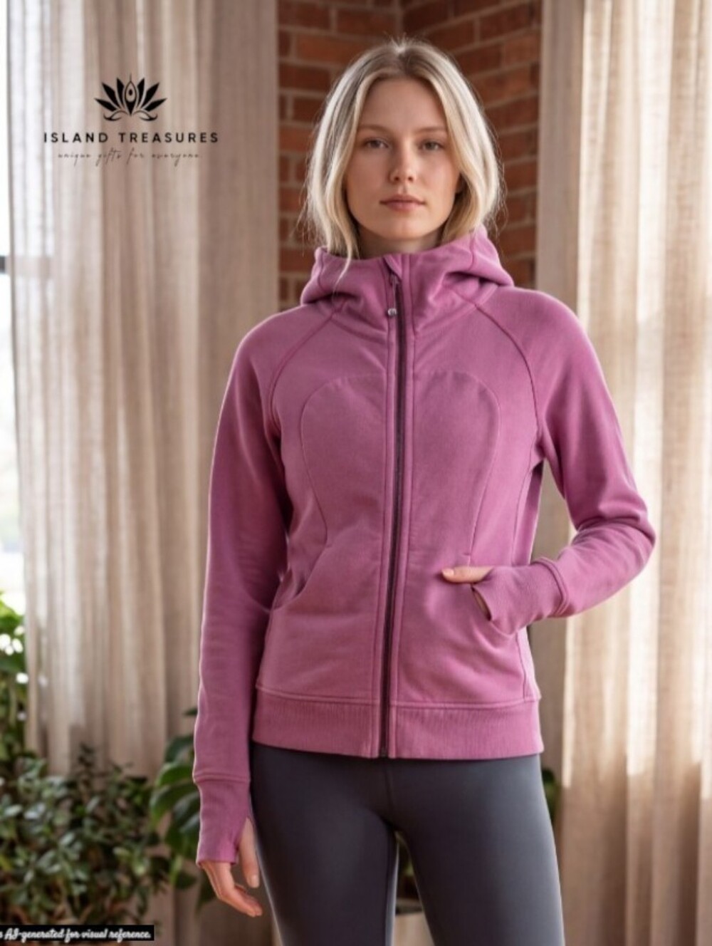 Lululemon Sz 8 Scuba Hoodie Heathered Ultra Violet Full Zip Thumbholes - Picture 6 of 16